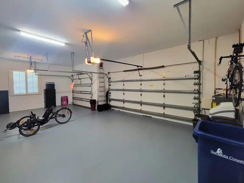 Garage interior with old roller tracks before replacement